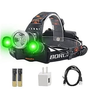 BORUiT RJ-3000 white and green LED hunting headlamp