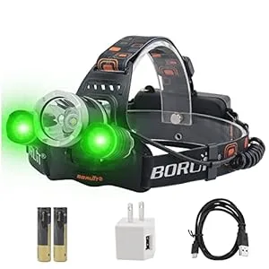 BORUiT RJ-3000 white and green LED hunting headlamp
