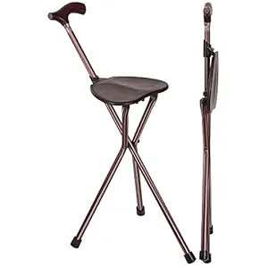Kensington Switch Sticks folding hunting cane chair with ergonomic wooden handle and quad base
