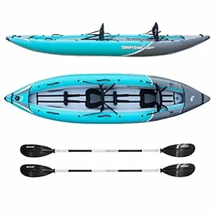 Driftsun Rover inflatable fishing kayak with high-pressure floor and padded seats for stability