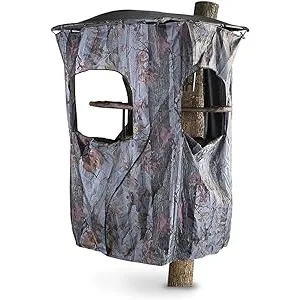 Guide Gear universal tree stand blind kit with zip-out windows and durable camouflage hunting fabric