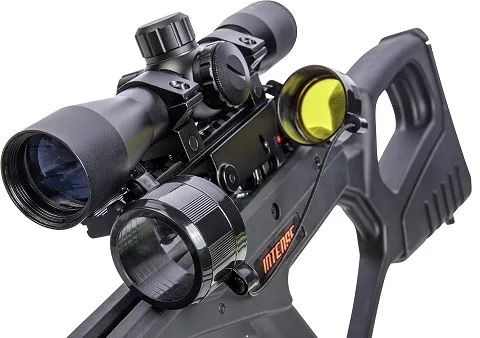 Close-up of the BearX Intense illuminated crossbow scope included in the package
