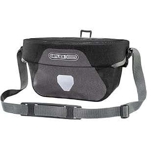 Ortlieb Ultimate Six Classic handlebar bag on touring bike, waterproof cycling bag with magnetic lid and map display compartment
