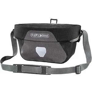Ortlieb Ultimate Six Classic handlebar bag on touring bike, waterproof cycling bag with magnetic lid and map display compartment