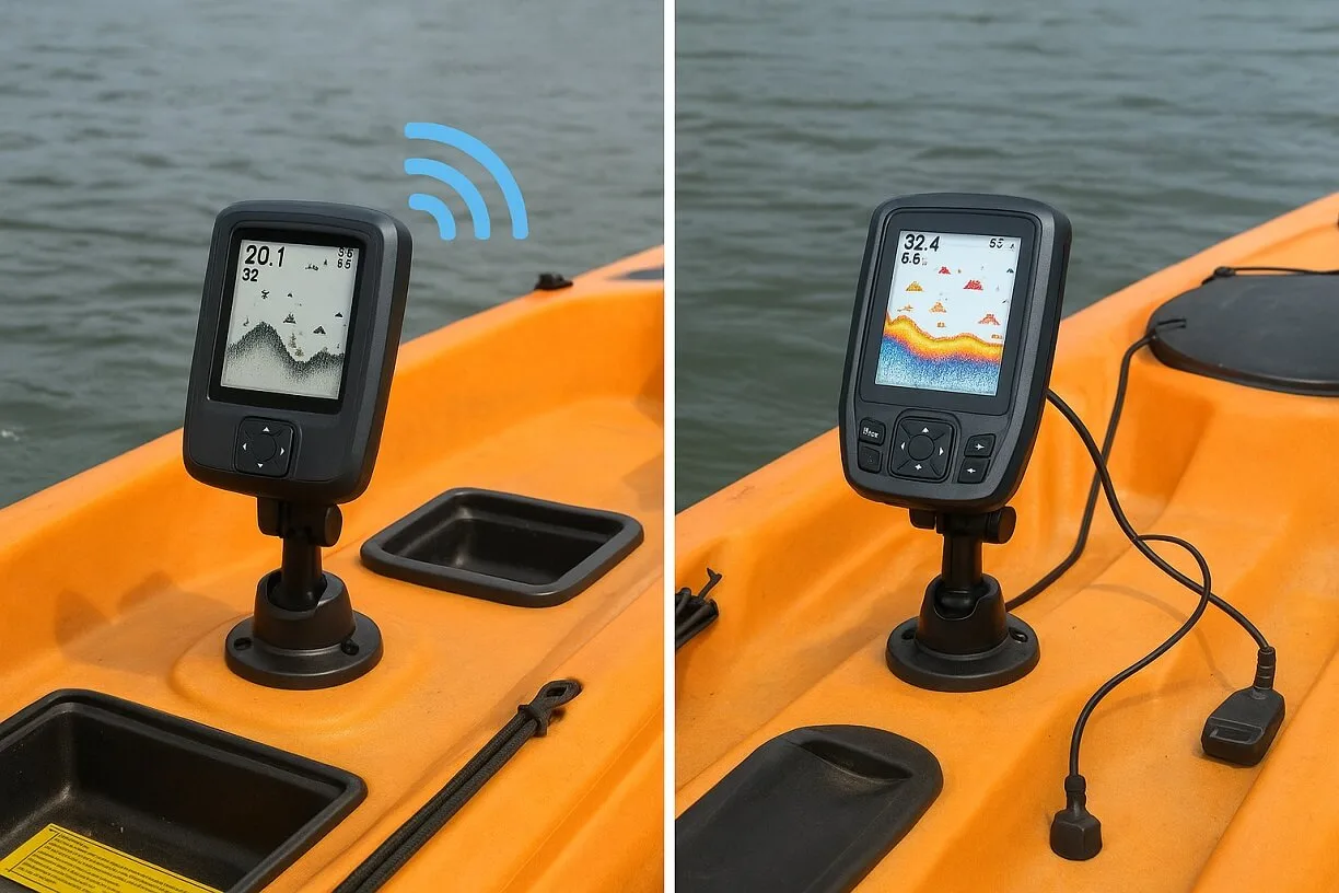 Wireless vs. Wired kayak fish finder setup comparison