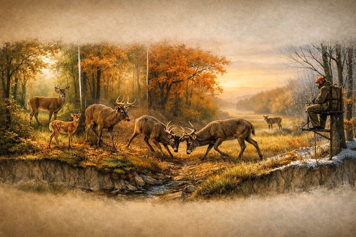 Timeline showing the major phases of deer hunting season.