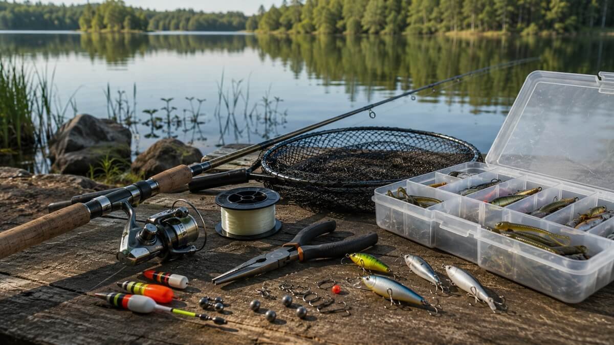 Angler fishing from a kayak on a freshwater lake
