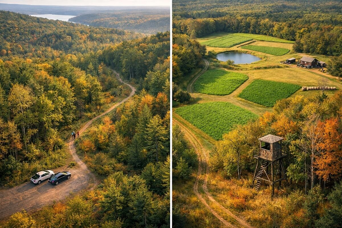 Comparison of public and private land for deer hunting.