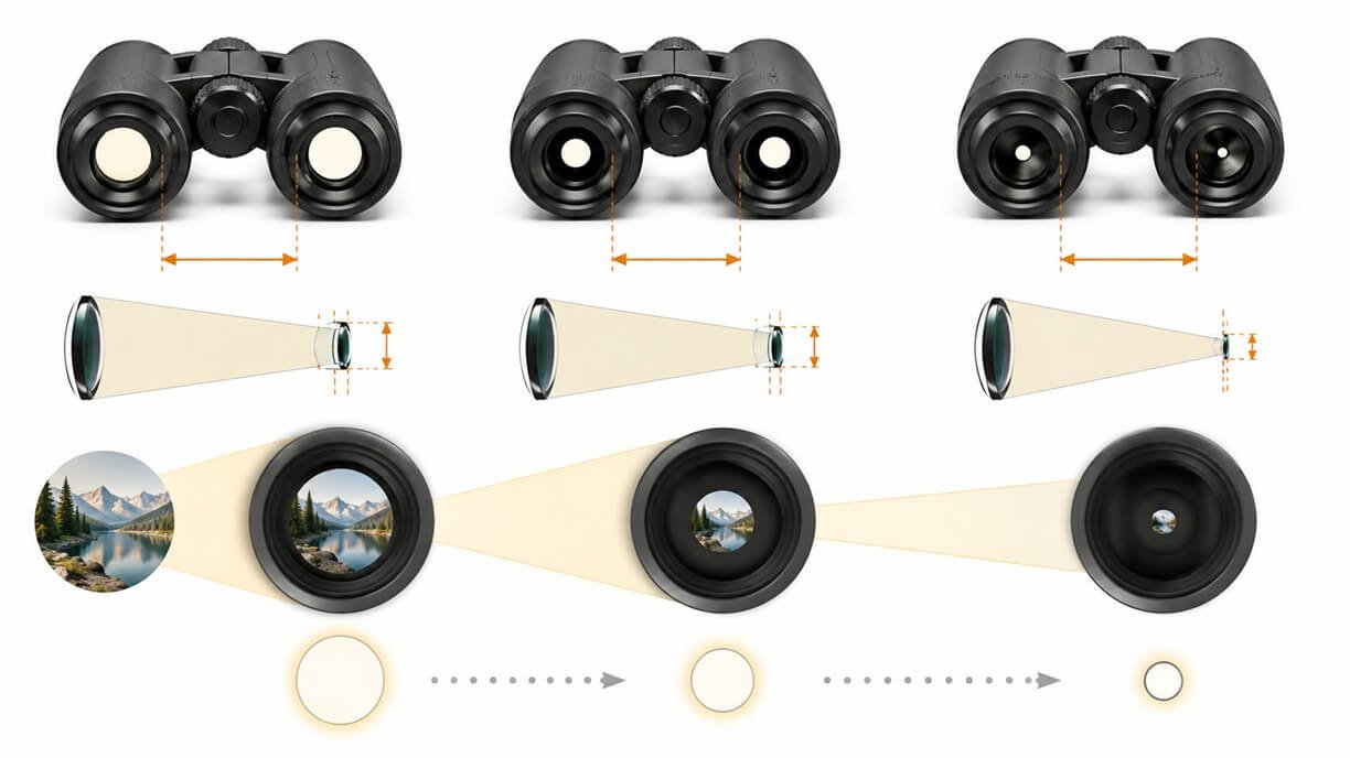 Binocular exit pupil explained with magnification examples